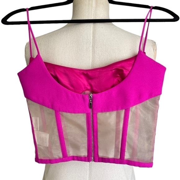 ROZIE CORSETS Crepe & Tulle Corset Fuchsia Pink FR 36 - Picture 8 of 12
